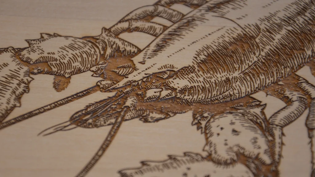 Gravure d'un homar sur bois de l'atelier Celtic Gravure