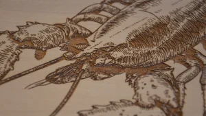 Gravure d'un homar sur bois de l'atelier Celtic Gravure
